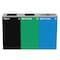 Alpine Industries 87 Gal. 3-Stream Steel Blue Recycling, Green Recycling, and Black Commercial Trash Can Station ALP4450-BLK-KIT26 - alternate 1